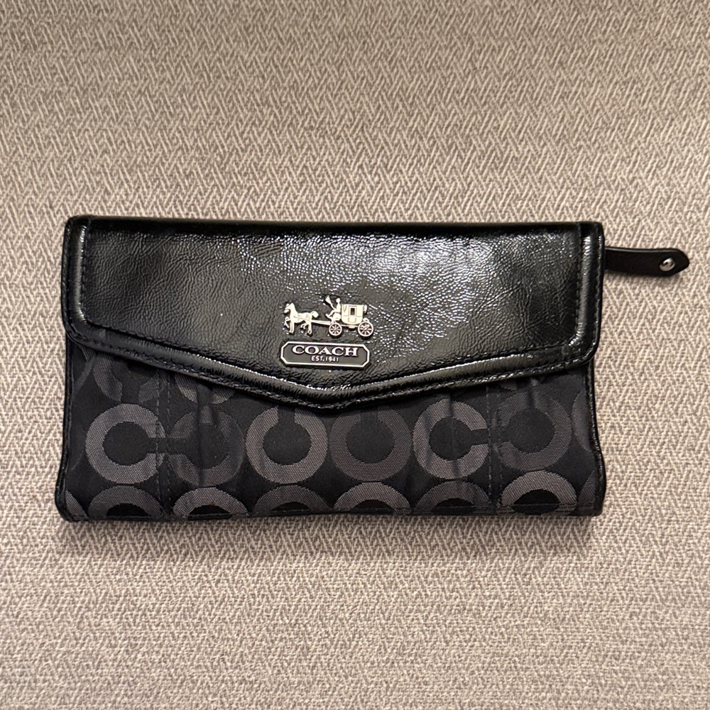 Coach Black and Charcoal Signature Wallet